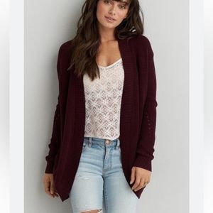 American Eagle Outfitters Burgundy Open Cardigan XS